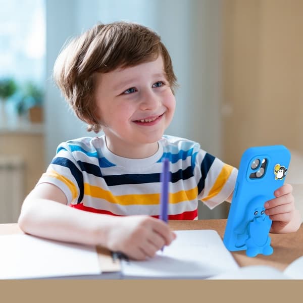 Penguin Mobilskal till iPhone 14/13 Kickstand Stöttålig EVA - Blå