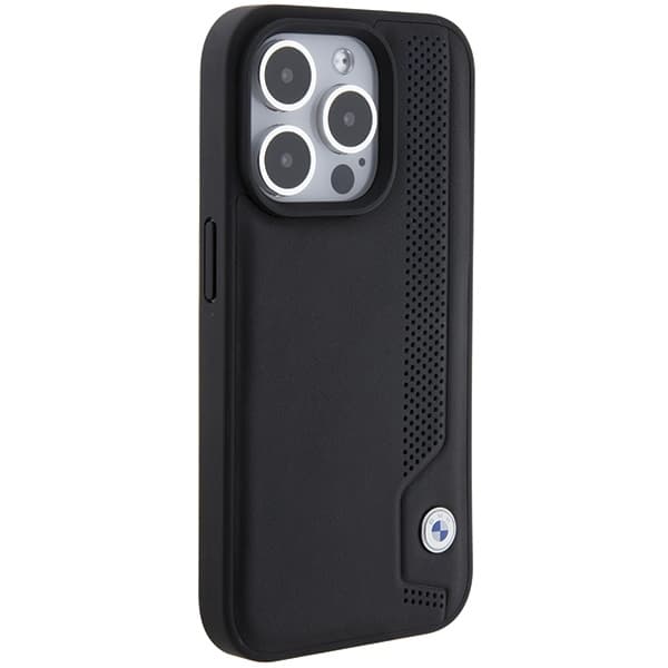 BMW Mobilskal till iPhone 15 Pro Max MagSafe Leather Blue Dots - Svart