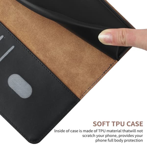 OnePlus 15 5G Plånboksfodral Äkta Läder Nappa Texture Svart