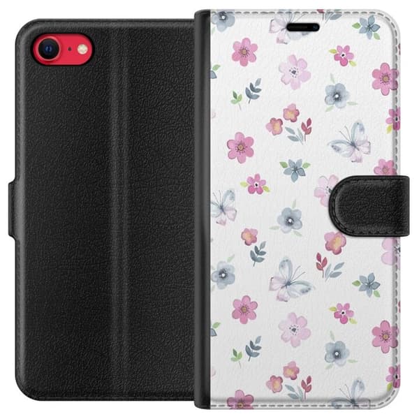 Plånboksfodral till Apple iPhone 8 med Blommor och fjärillar