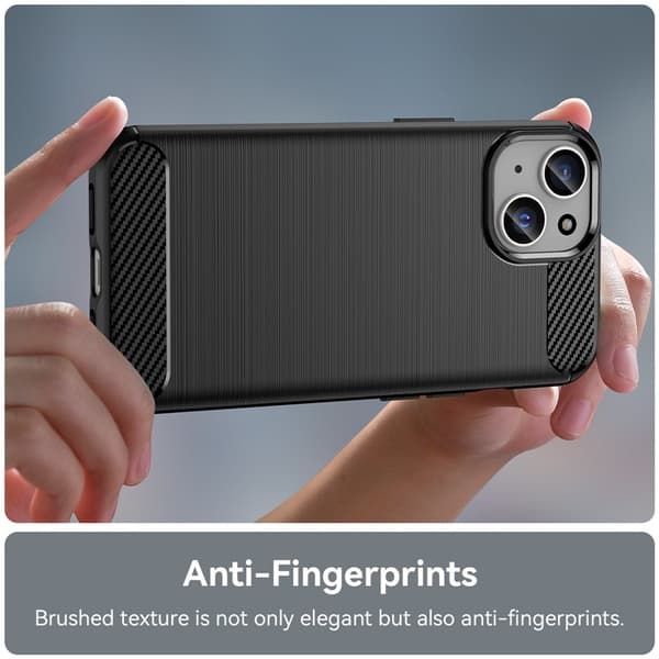 iPhone 15 Plus -puhelinkotelo hiilikuituharjattu - musta Black