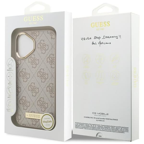 Guess Mobilskal till iPhone 17 MagSafe 4G Logo Plate - Rosa Rosa
