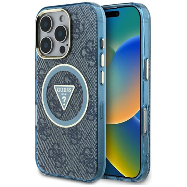 Guess Mobilskal till iPhone 16 Pro Max Magsafe Glitter - Blå Blå