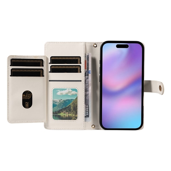 iPhone 17 Plånboksfodral Rhombus Läder - Vit Vit