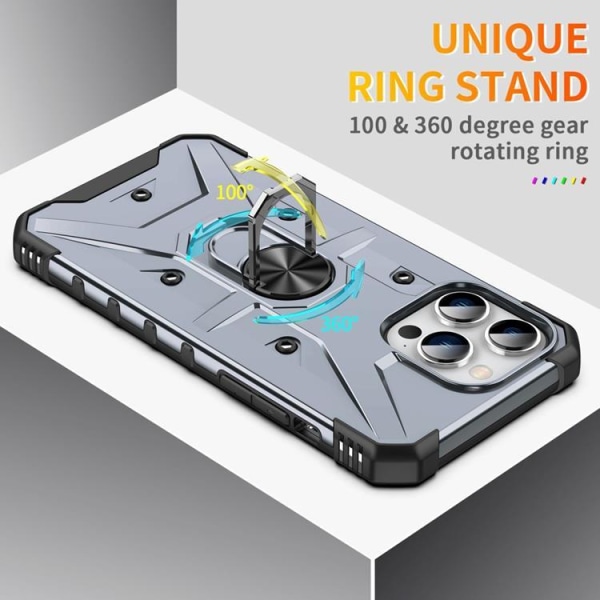 iPhone 14 Pro Case Ring Holder Armour - tummanvihreä