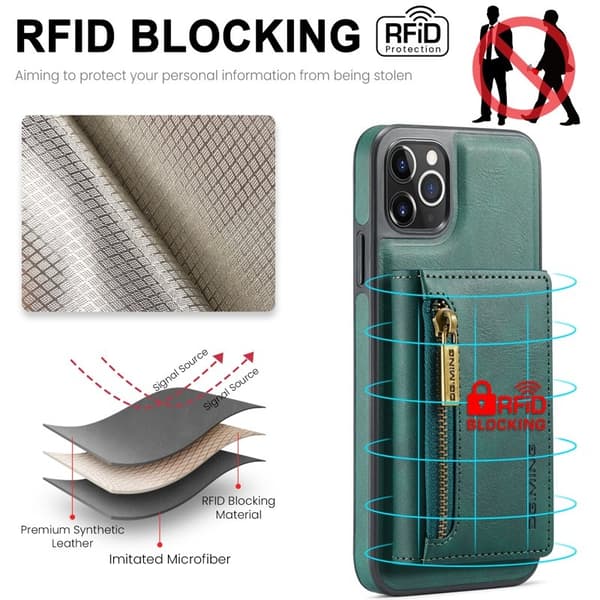 DG.MING M5 Series Mobilskal till iPhone 11 Pro Konstläder Magnetiskt Grön