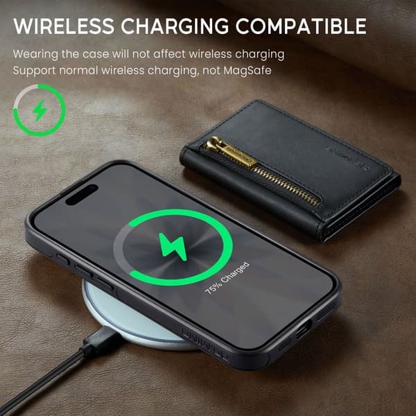 DG.MING M5 Series Mobilskal till iPhone 17 Magnetiskt Konstläder Svart