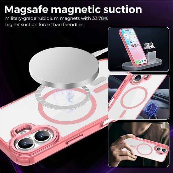 Mobilskal till iPhone 17 MagSafe TPU+PC Transparent - Rosa Rosa