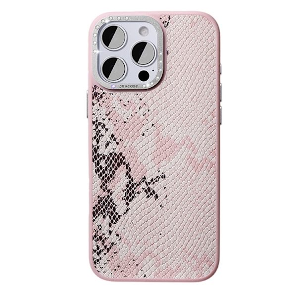 JAUCASE Mobilskal till iPhone 16 Pro Magafe Snake Texture - Rosa Rosa