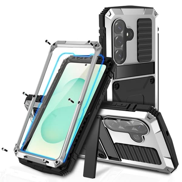 R-JUST Mobilskal för Samsung Galaxy S26 Plus PC + Silikon Kickstand - Silver