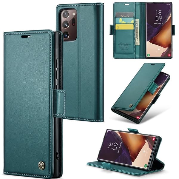 CASEME Plånboksfodral Konstläder för Samsung Galaxy Note20 Ultra - Grön