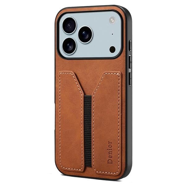 DENIOR Mobilskal till iPhone 17 Pro Elastic Korthållare - Brun Brun