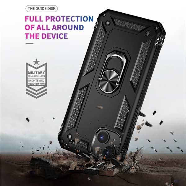 iPhone 15 Mobilskal Kickstand - Svart Svart
