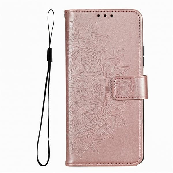 Galaxy S26 Edge Plånboksfodral Imprinted Totem Läder - Roséguld Roséguld