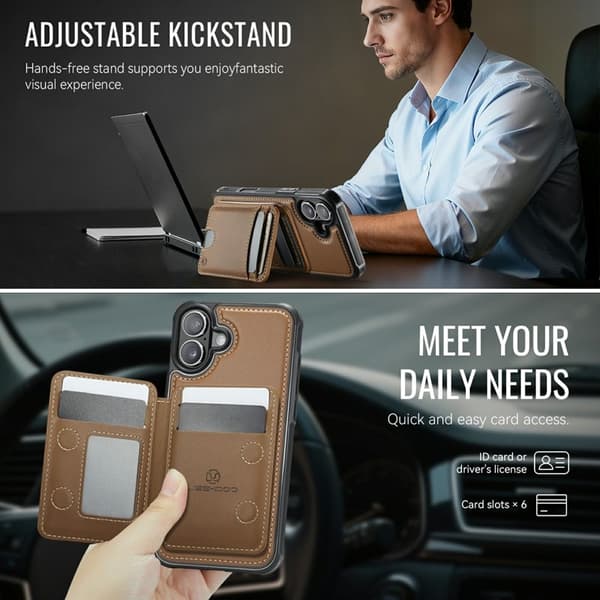 JEEHOOD iPhone 17 Fodral Konstläder - Brun Brun