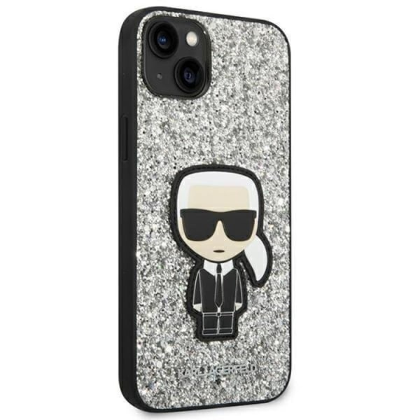 Karl Lagerfeld iPhone 14 Plus Skal Glitter Flakes Ikonik - Silve