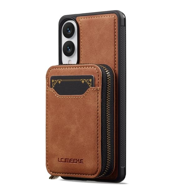 LC.IMEEKE L6 för Samsung Galaxy S25 Edge Plånboksfodral Konstläder - Brun