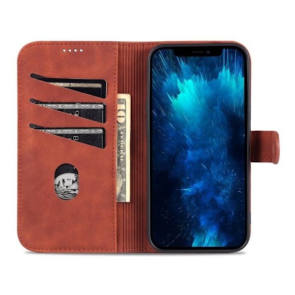 AZNS iPhone 14 Pro Max Plånboksfodral Konstläder - Brun