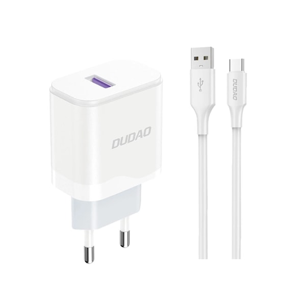 Dudao Väggladdare 18W Med USB-C Kabel - Vit Type C