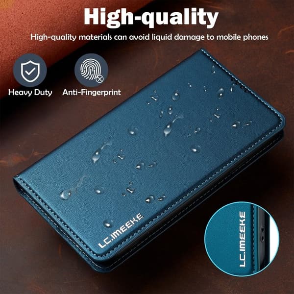 LC.IMEEKE L1 Series iPhone XS Max Plånboksfodral Konstläder - Blå