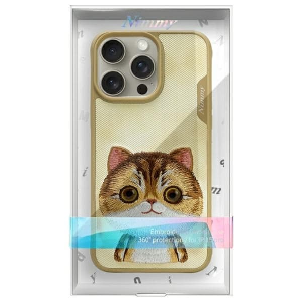 Nimmy Mobilskal till iPhone 15 Pro Cool & Cute 2.0 Cat - Khaki Brun