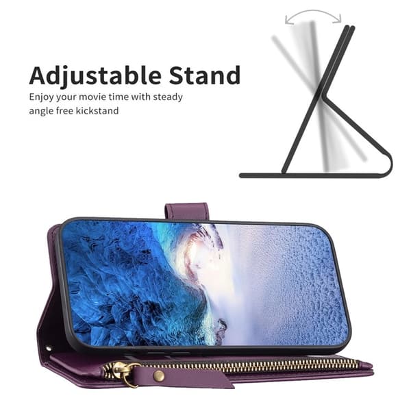 iPhone 15 Plus Plånboksfodral Zipper Flip - Lavender Lila