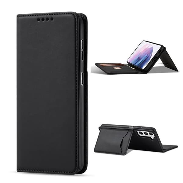 Galaxy S22 Plus Lompakkokotelo Magneettiteline - Musta Black
