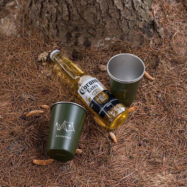 SHINETRIP Campingmugg i Rostfritt Stål 4 delar 350 ml - Blandning