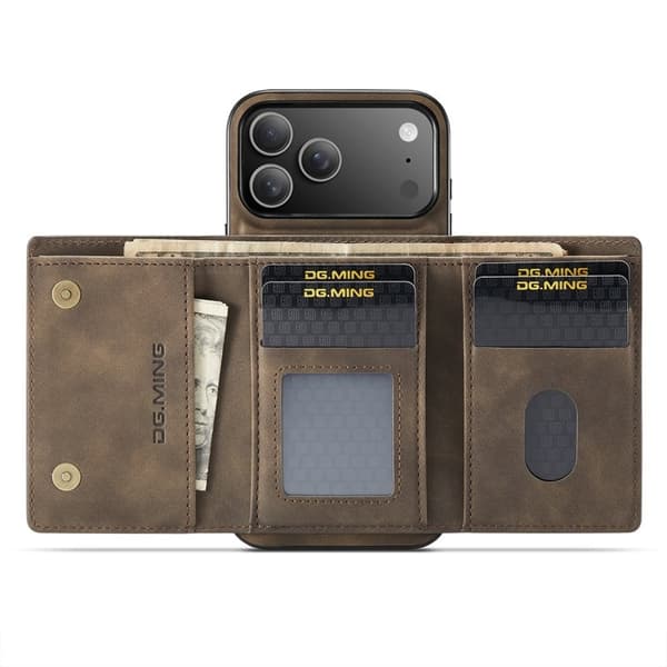 DG.MING M1 Series Mobilskal till iPhone 17 Pro Max Kickstand Brun
