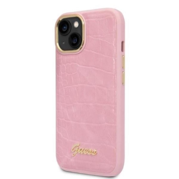 GUESS iPhone 14 -kuori Croco Collection - vaaleanpunainen