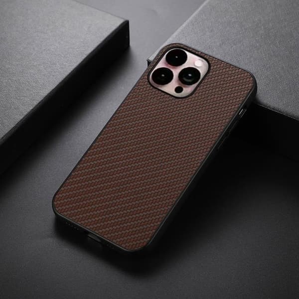 iPhone 14 Pro Skal Carbon Fiber - Brun Brun