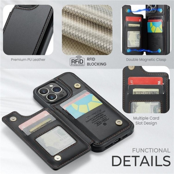 CASEME iPhone 14 Pro Max Mobil Cover Kortholder C22 RFID - Sort