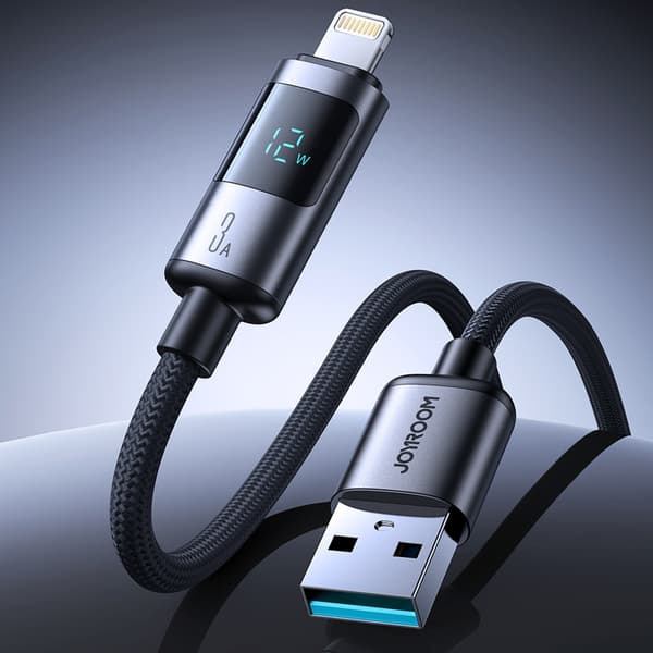 Joyroom USB-A - Lightning kabel 3A 1.2m med Display - Svart Svart