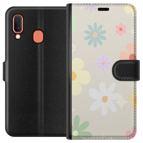 Plånboksfodral till Samsung Galaxy A20e med fejdande blommor