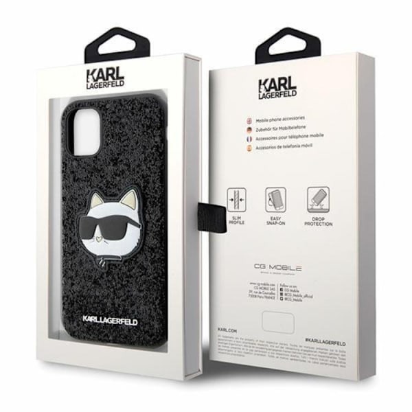 Karl Lagerfeld iPhone 11/XR Mobilskal Glitter Choupette Patch Svart