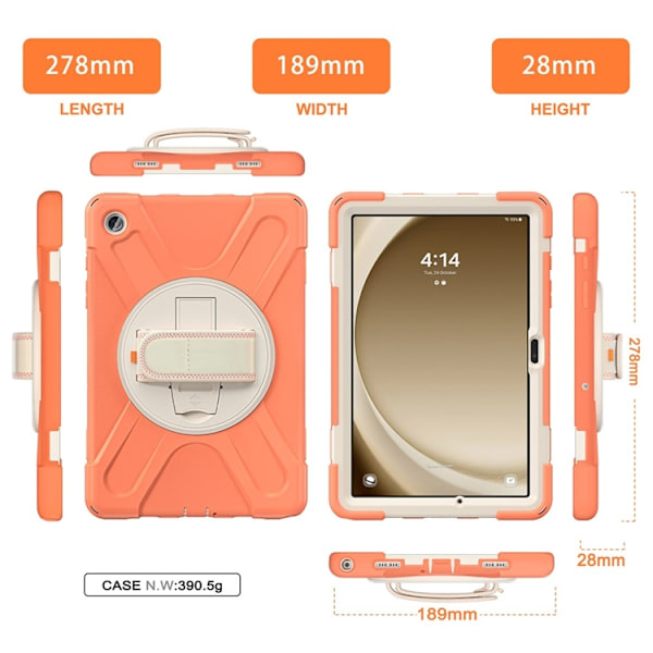 Mobilskal till Galaxy Tab A9 Plus Silikon Rotary Kickstand Orange