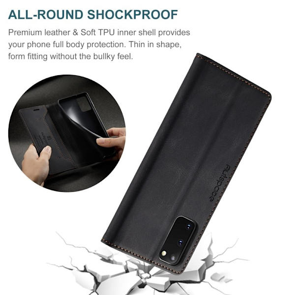 AUTSPACE A01 Plånboksfodral för Samsung Galaxy S20 Konstläder - Svart
