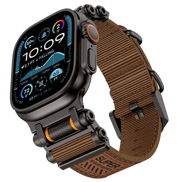 Apple Watch 42/44/45/46/49mm Armband Nylon - Brun Brun