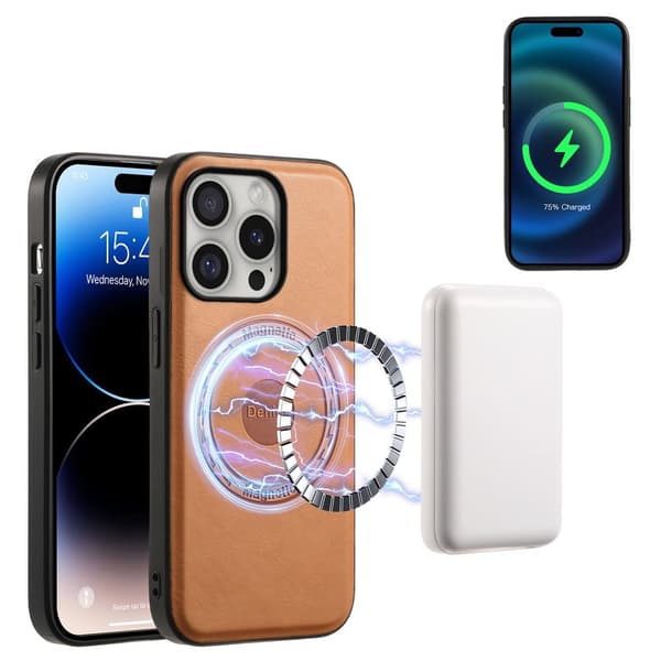 DENIOR A10 Mobilskal till iPhone 16 Pro Max Äkta Läder Khaki