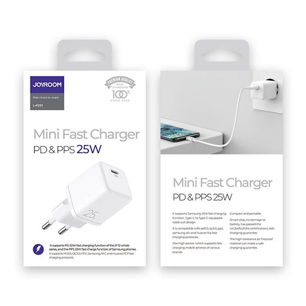 Joyroom EU Väggladdare 25W USB-C - Vit Vit