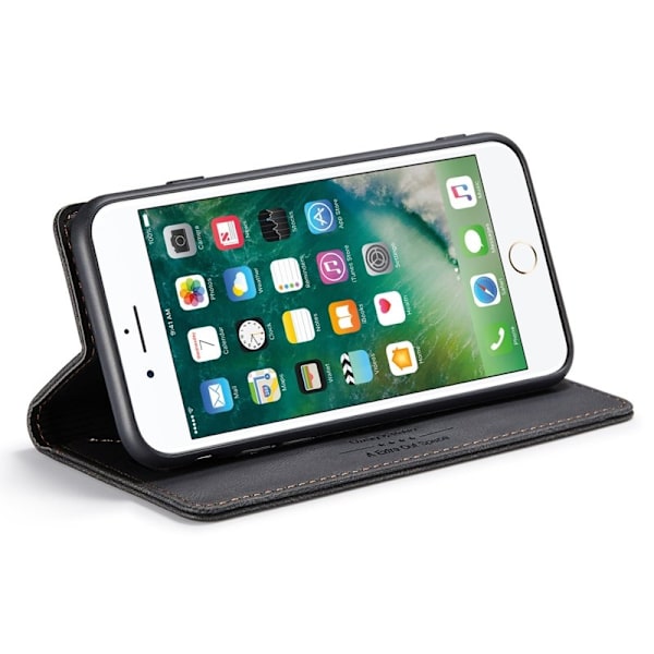 AUTSPACE A01 iPhone 6/7/8 Plus Plånboksfodral Konstläder - Svart
