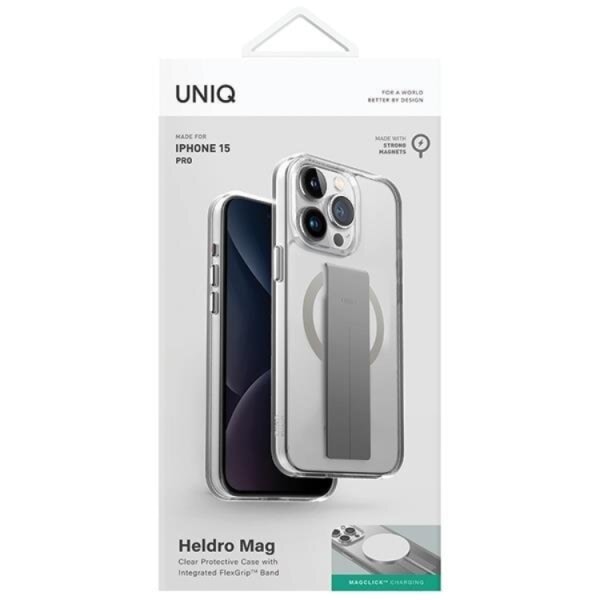 UNIQ iPhone 15 Pro -puhelinkotelo MagSafe Heldro - läpinäkyvä