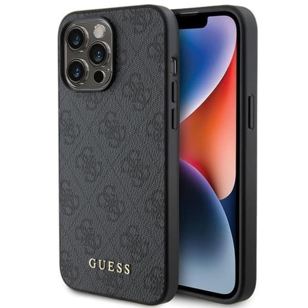 Guess Mobilskal till iPhone 15 Pro Metall Gold Logo - Grå Grå