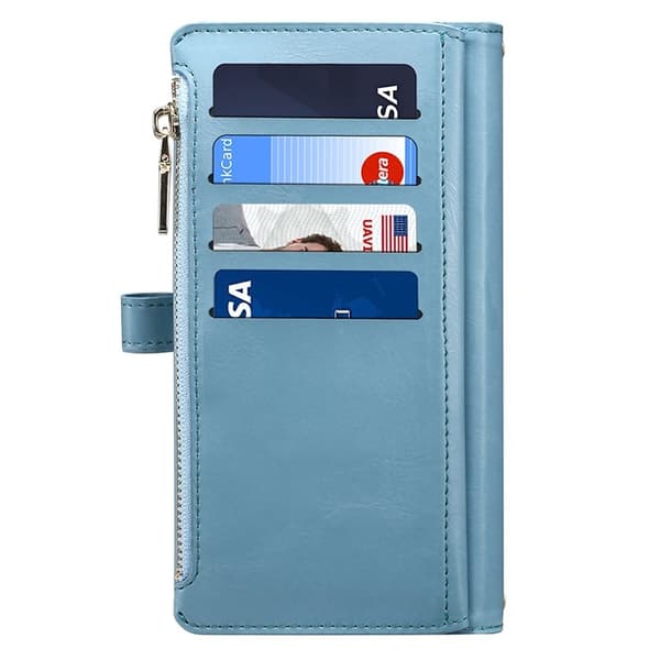 ESEBLE Samsung Galaxy S24 Plånboksfodral Zipper Pocket Konstläder - Blå