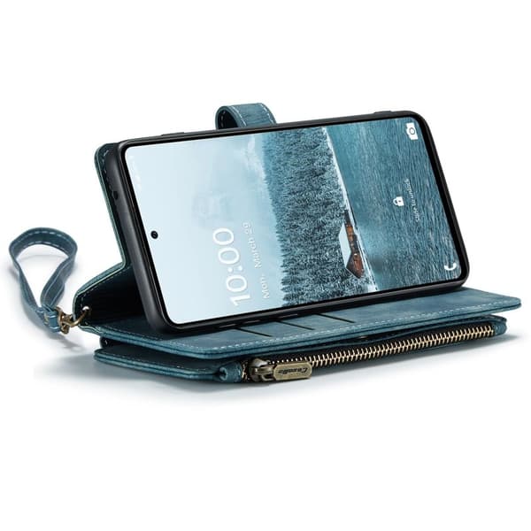 CASEME C30 Plånboksfodral för Samsung Galaxy A33 5G - Blå Konstläder
