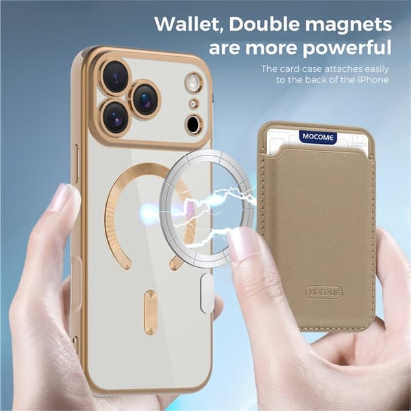 Mobilskal till iPhone 17 Pro MagSafe Korthållare TPU + PC - Guld Guld