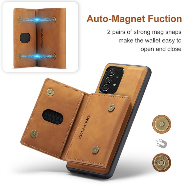 DG.MING M2 Tri-fold Plånboksfodral Samsung Galaxy A52 4G/5G Brun