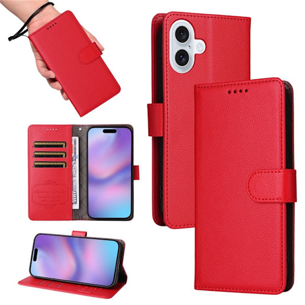 iPhone 17 Plånboksfodral RFID Blocking med Handledsrem - Röd Röd