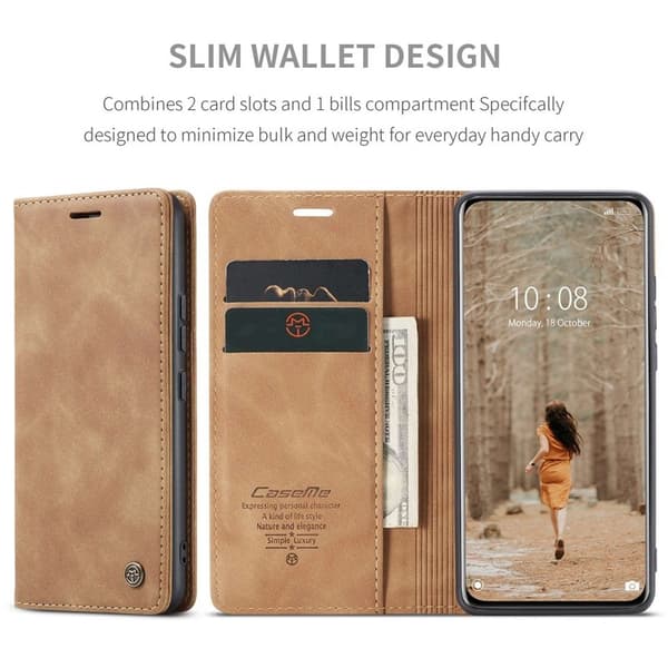 CASEME 013 Series Konstläder Plånboksfodral för Xiaomi 12 Pro 5G - Brun