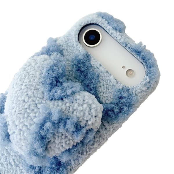 Mobilskal till iPhone Air 3D Heart Plush TPU Winter Warm Soft - Blå Blå